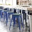 Afuera Living Backless Counter Stool with Poly Seat in Blue/Teal-Blue