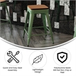 Afuera Living Indoor/Outdoor Backless Counter Stool with Poly Seat in Green/Teak