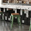 Afuera Living Indoor/Outdoor Backless Counter Stool with Poly Seat in Green/Teak