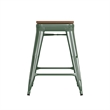 Afuera Living Indoor/Outdoor Backless Counter Stool with Poly Seat in Green/Teak