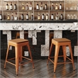 Afuera Living Backless Counter Stool with Poly Seat in Orange/Teak