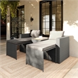 Afuera Living Modular Loveseat Sofa Set with Table & Ottomans in Gray/Gray
