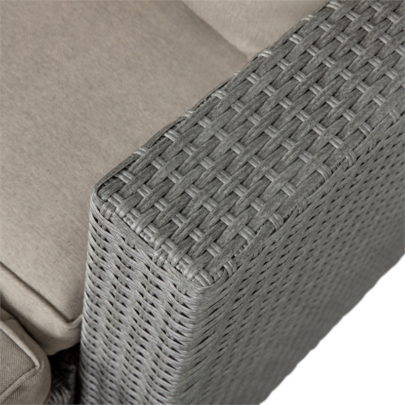Afuera Living Modular Loveseat Sofa Set with Table & Ottomans in Gray/Gray