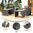 Afuera Living Modular Loveseat Sofa Set with Table & Ottomans in Gray/Gray