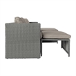 Afuera Living Modular Loveseat Sofa Set with Table & Ottomans in Gray/Gray