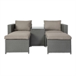 Afuera Living Modular Loveseat Sofa Set with Table & Ottomans in Gray/Gray