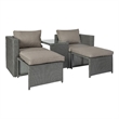 Afuera Living Modular Loveseat Sofa Set with Table & Ottomans in Gray/Gray