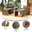 Afuera Living Modular Loveseat Sofa Set with Table & Ottomans in Gray/Natural