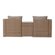 Afuera Living Modular Loveseat Sofa Set with Table & Ottomans in Gray/Natural