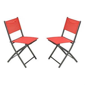 Afuera Living 2 Pack Outdoor Flex Comfort Folding Chair with Metal Frame in Red