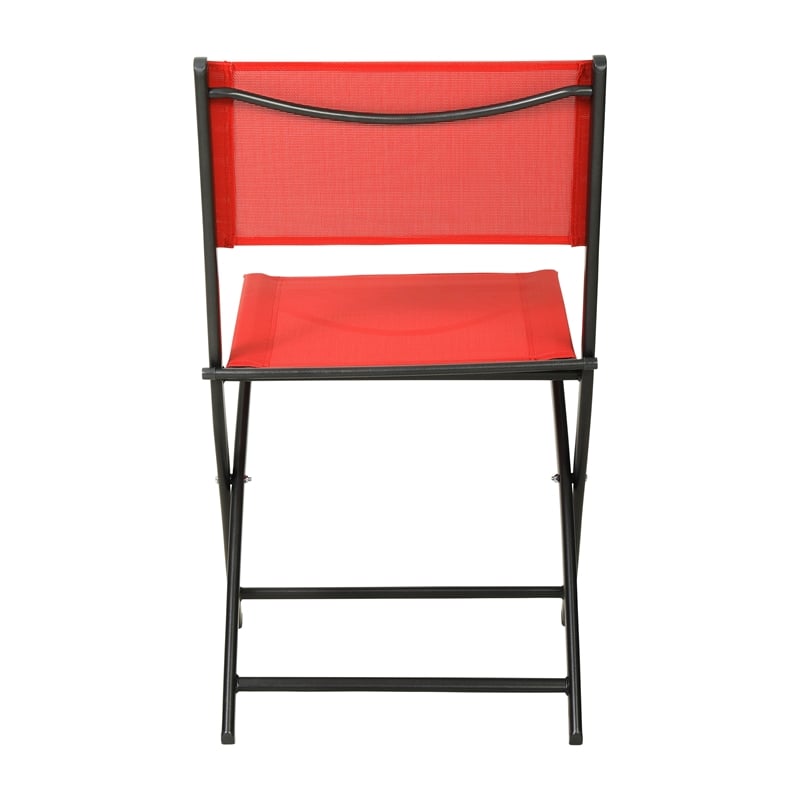 Afuera Living 2 Pack Outdoor Flex Comfort Folding Chair with Metal Frame in Red