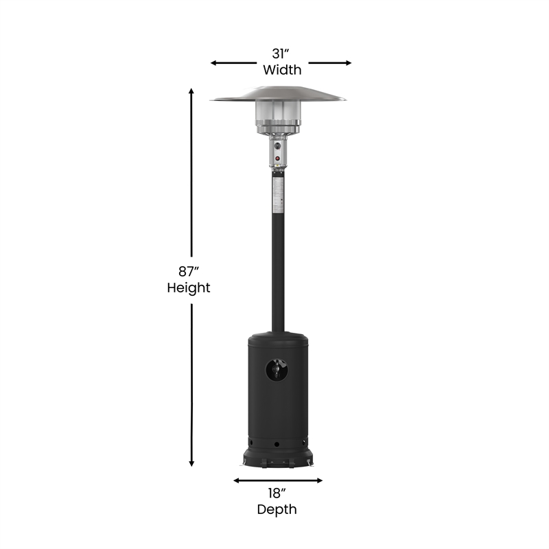 Afuera Living Outdoor Black 7.5 Feet Round Steel 40 000 BTU Patio Heater