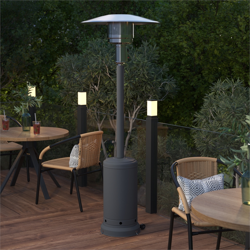 Afuera Living Outdoor Slate Gray 7.5 Feet Round Steel 40 000 BTU Patio Heater