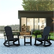 Afuera Living Set of 2 Resin Adirondack Rocking Chairs with 1 Side Table - Black