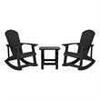 Afuera Living Set of 2 Resin Adirondack Rocking Chairs with 1 Side Table - Black