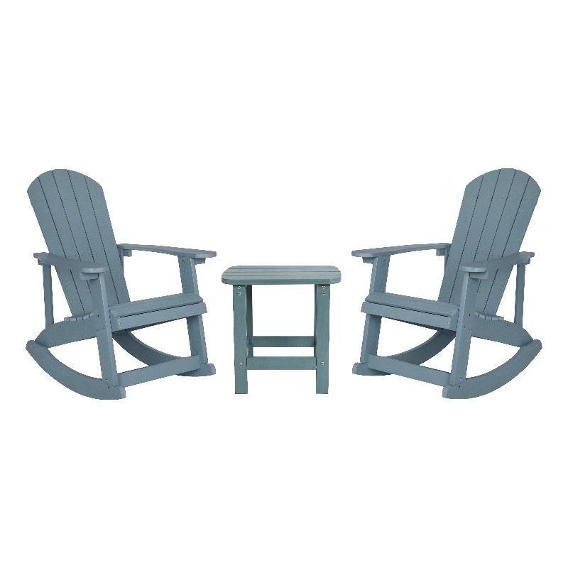 Afuera Living Set of 2 Adirondack Rocking Chairs with 1 Side Table