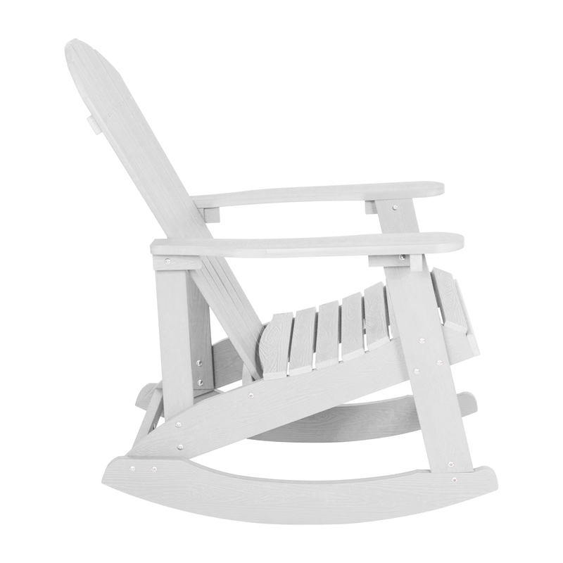 Afuera Living Set of 2 Resin Adirondack Rocking Chairs with 1 Side Table - White