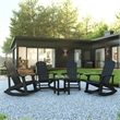Afuera Living Set of 4 Resin Adirondack Rocking Chairs with 1 Side Table - Black