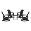 Afuera Living Set of 4 Resin Adirondack Rocking Chairs with 1 Side Table - Black