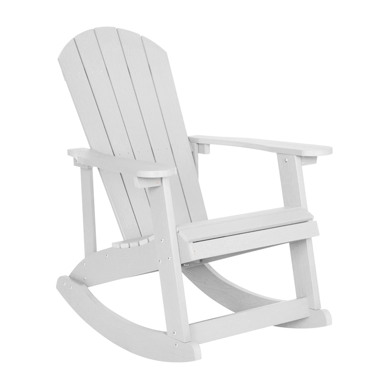 Afuera Living Set of 4 Resin Adirondack Rocking Chairs with 1 Side Table - White