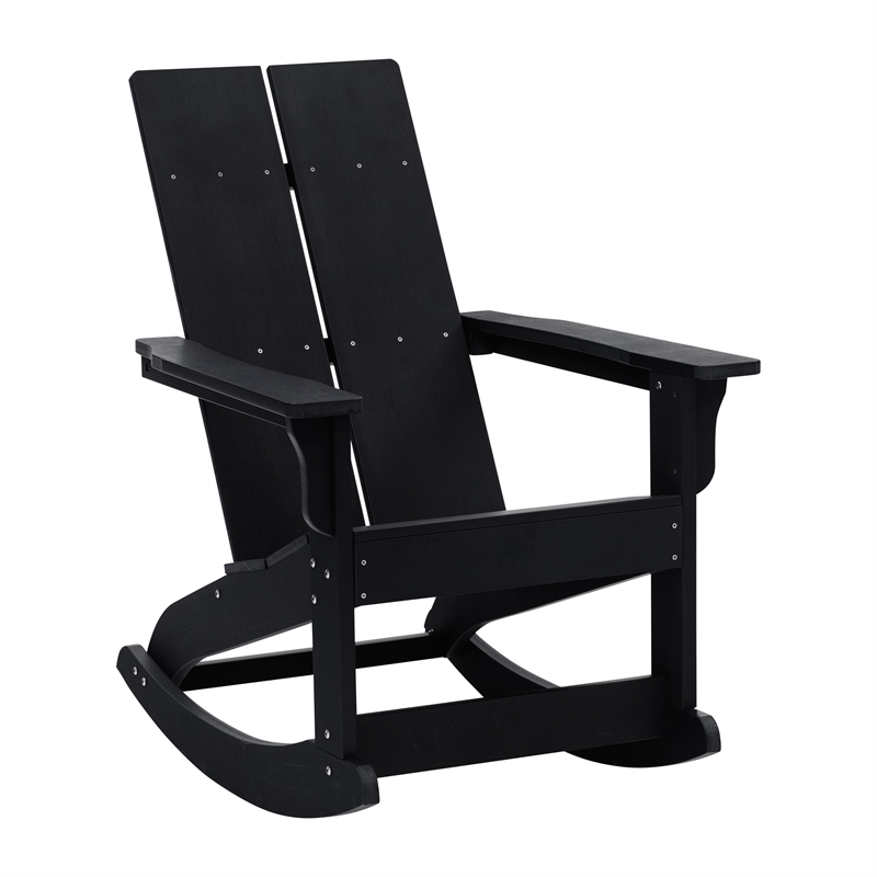 Afuera Living 2 Black Dual Slat Adirondack Rocking Chairs with 1 Side Table