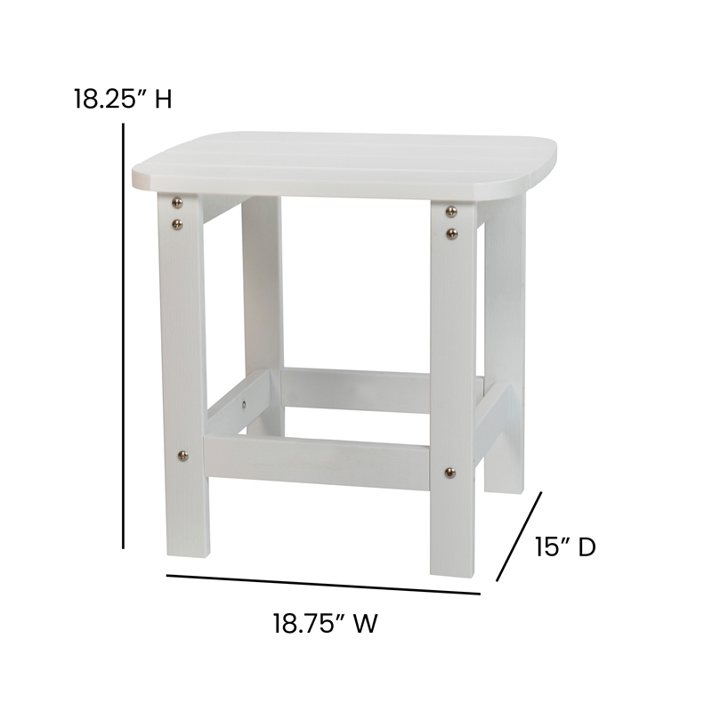 Afuera Living 2 White Dual Slat Adirondack Rocking Chairs with 1 Side Table