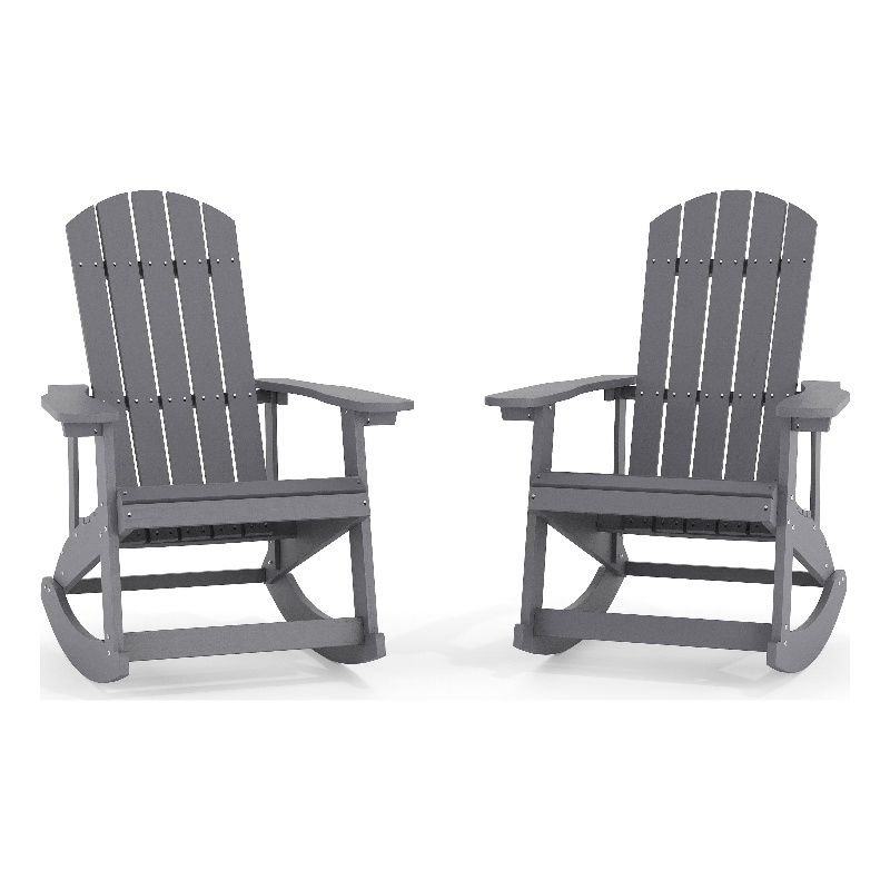 Afuera Living Indoor/Outdoor Adirondack Resin Rocking Chairs in White - 2 Pack