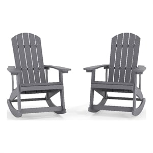 Afuera Living Indoor/Outdoor Adirondack Resin Rocking Chairs in White - 2 Pack