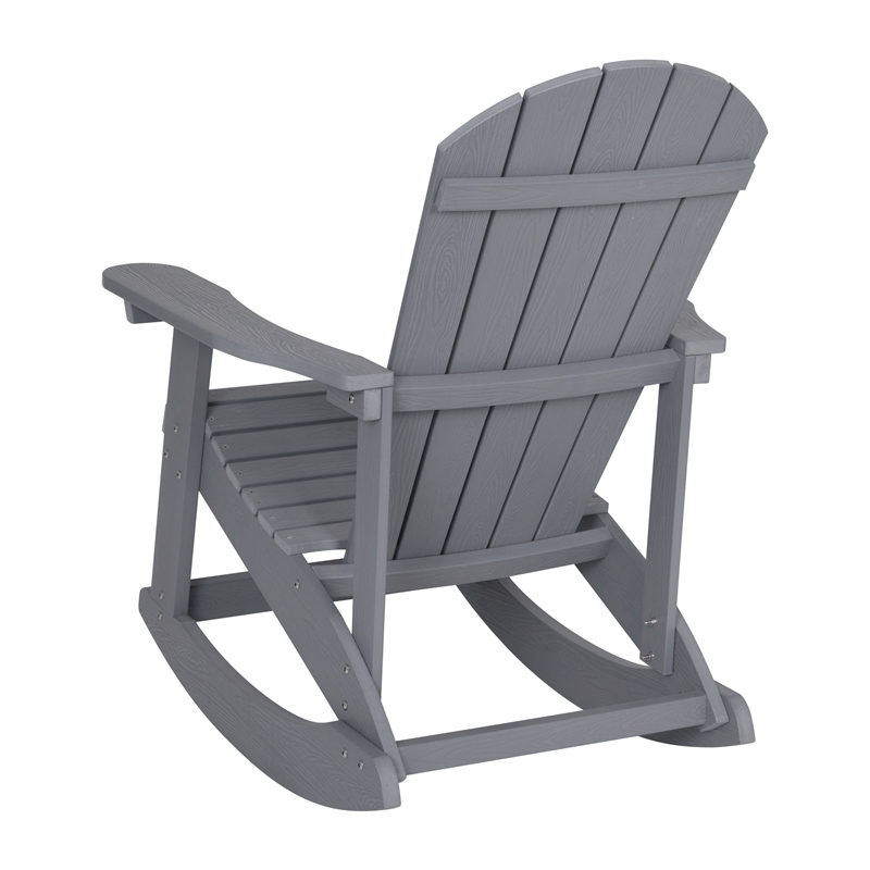 Afuera Living Indoor/Outdoor Adirondack Resin Wood Rocking Chair - Black