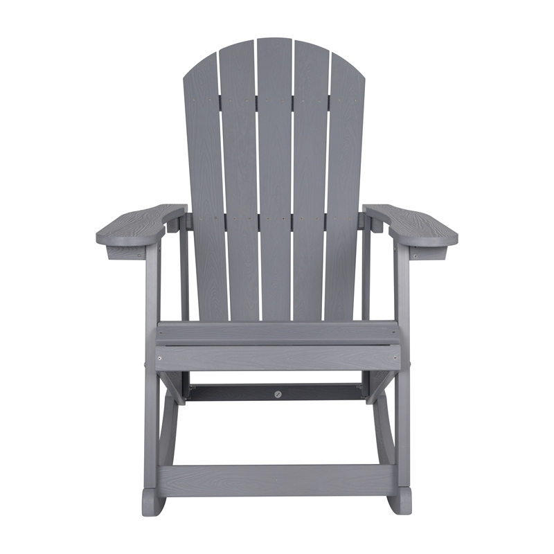 Afuera Living Indoor/Outdoor Adirondack Resin Wood Rocking Chair - Black