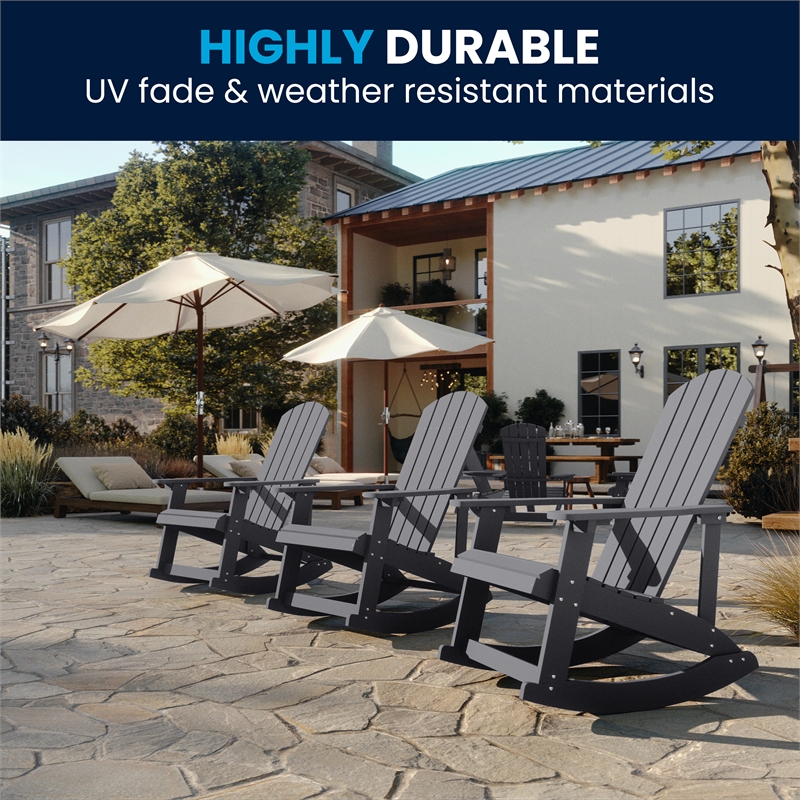 Afuera Living Indoor/Outdoor Adirondack Resin Wood Rocking Chair - Black