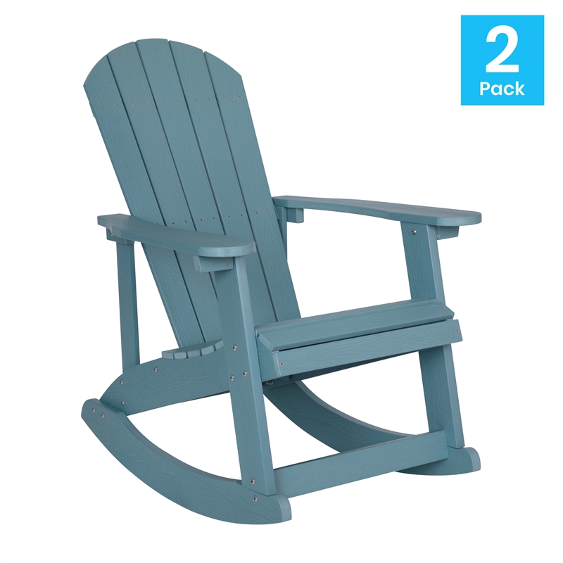 Afuera Living Adirondack Resin Rocking Chairs in Sea Foam - 2 Pack