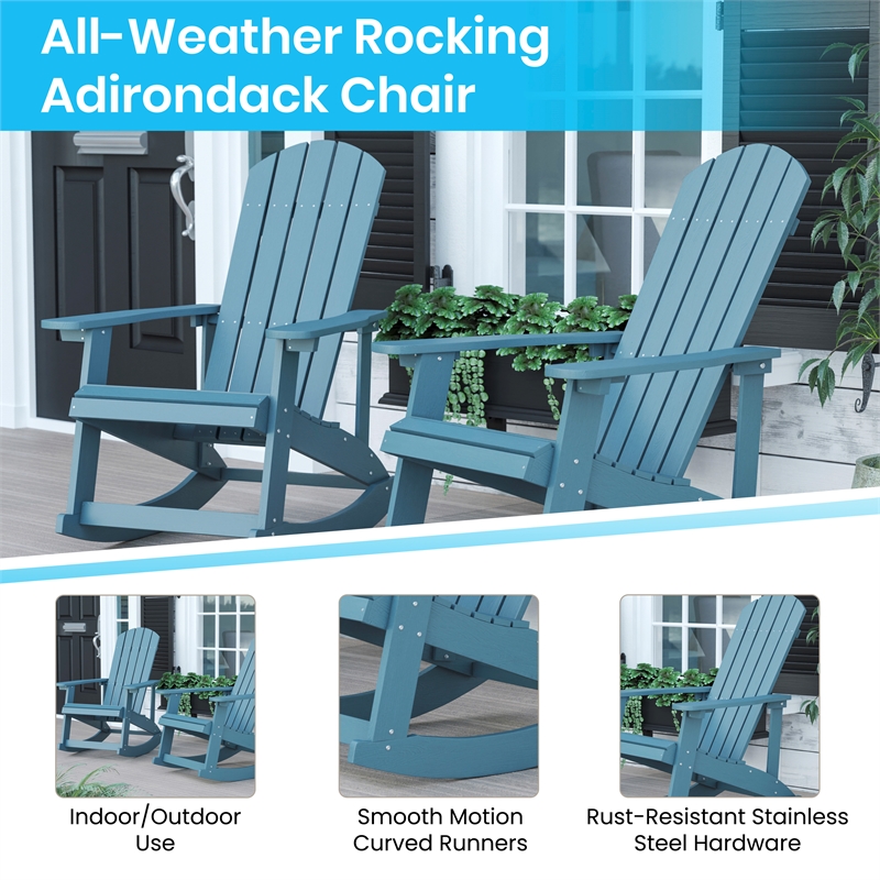 Afuera Living Adirondack Resin Rocking Chairs in Sea Foam - 2 Pack