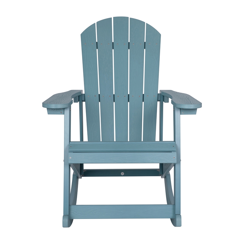 Afuera Living Indoor/Outdoor Adirondack Resin Wood Rocking Chair - Sea Foam