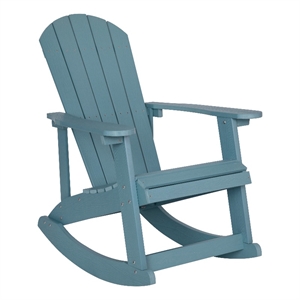 Afuera Living Indoor/Outdoor Adirondack Resin Wood Rocking Chair - Sea Foam