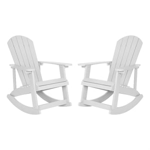 Afuera Living Indoor/Outdoor Adirondack Resin Rocking Chairs in Navy - 2 Pack