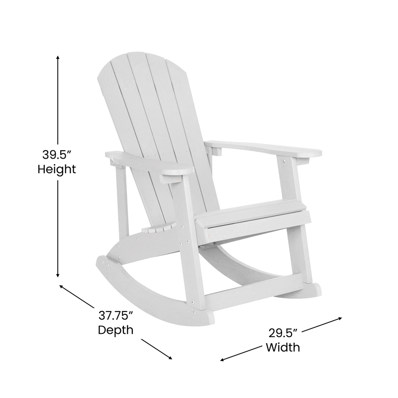 Afuera Living Indoor/Outdoor Adirondack Resin Wood Rocking Chair - White