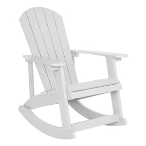 Afuera Living Indoor/Outdoor Adirondack Resin Wood Rocking Chair - White