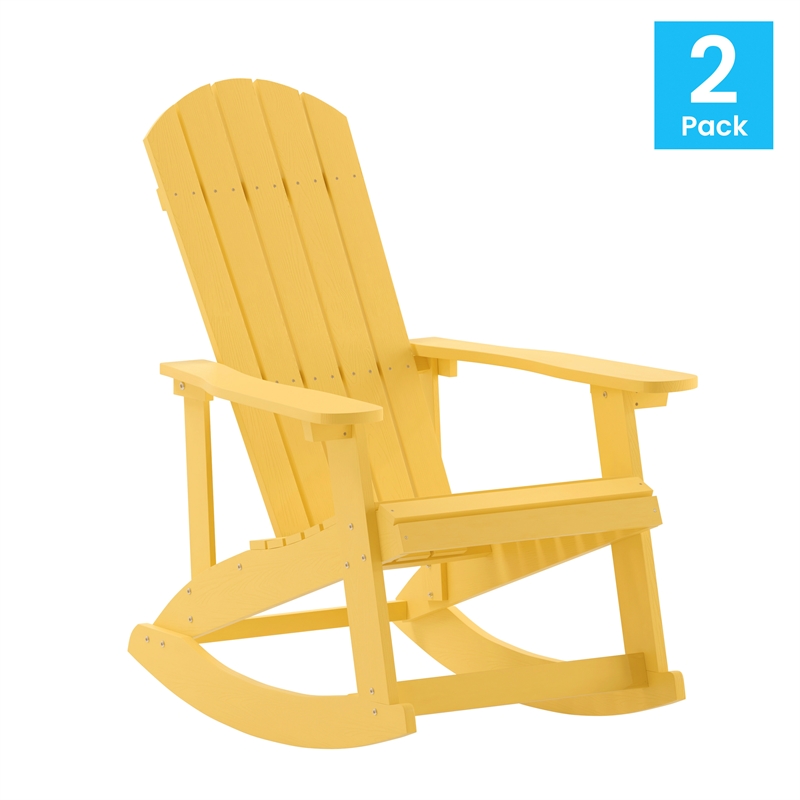 Afuera Living Indoor/Outdoor Adirondack Resin Rocking Chairs in White - 2 Pack