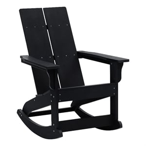 Afuera Living 2-Slat Adirondack Resin Rocking Chair for Indoor/Outdoor - Black