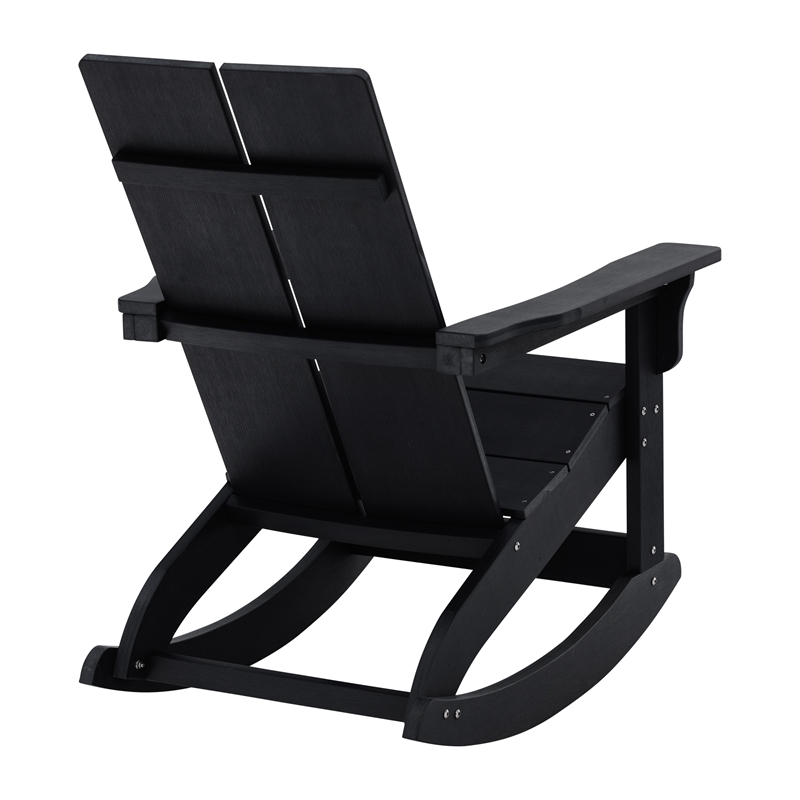 Afuera Living 2-Slat Adirondack Resin Rocking Chair for Indoor/Outdoor - Black