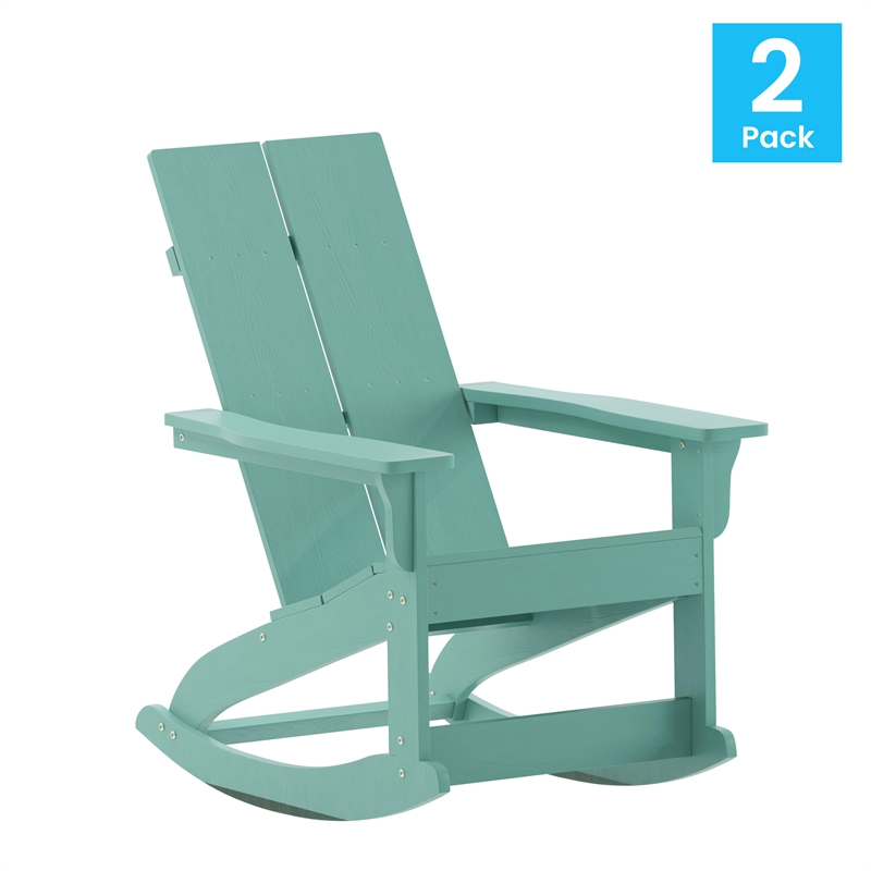 Afuera Living 2-Slat Adirondack Resin Rockers in Sea Foam-Set of 2
