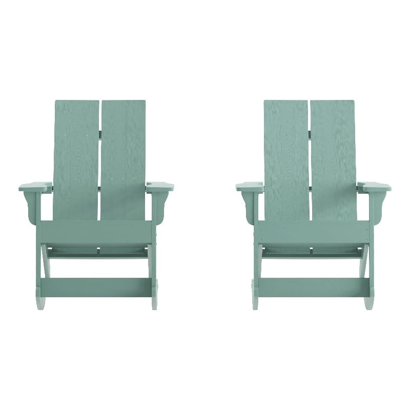 Afuera Living 2-Slat Adirondack Resin Rockers in Sea Foam-Set of 2