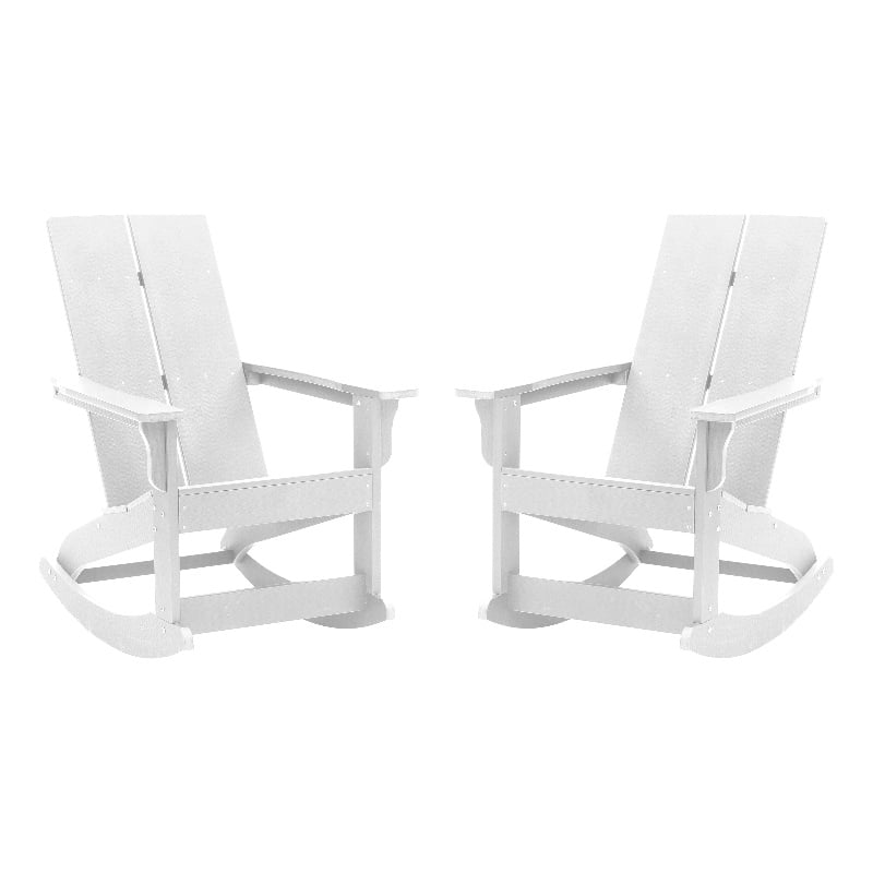 Afuera Living Indoor/Outdoor 2-Slat Adirondack Resin Rockers in White - Set of 2