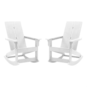 Afuera Living Indoor/Outdoor 2-Slat Adirondack Resin Rockers in White - Set of 2