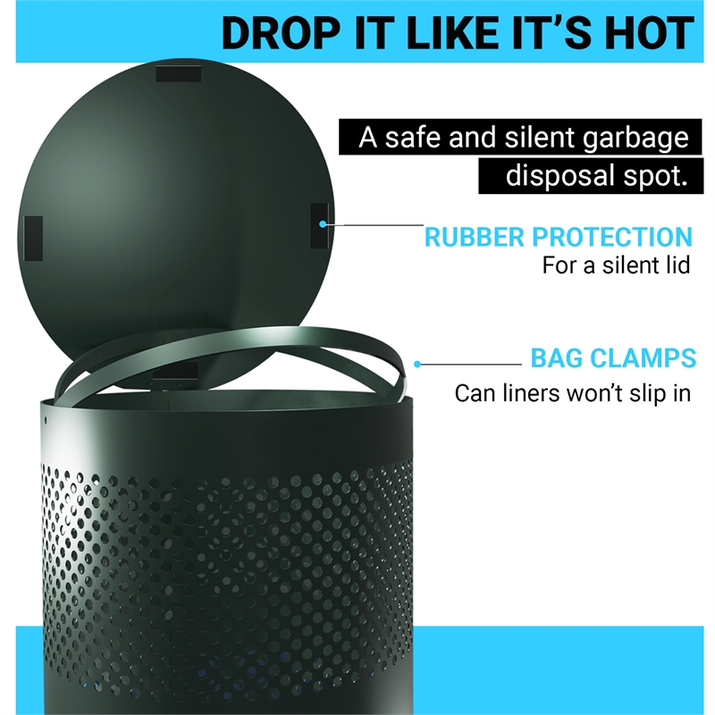 Afuera Living 11.5 Gal Steel Freestanding/Mountable Pet Waste Trash Can with Lid