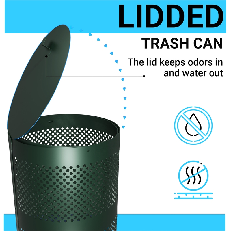 Afuera Living 11.5 Gal Steel Freestanding/Mountable Pet Waste Trash Can with Lid