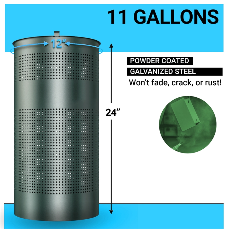Afuera Living 11.5 Gal Steel Freestanding/Mountable Pet Waste Trash Can with Lid