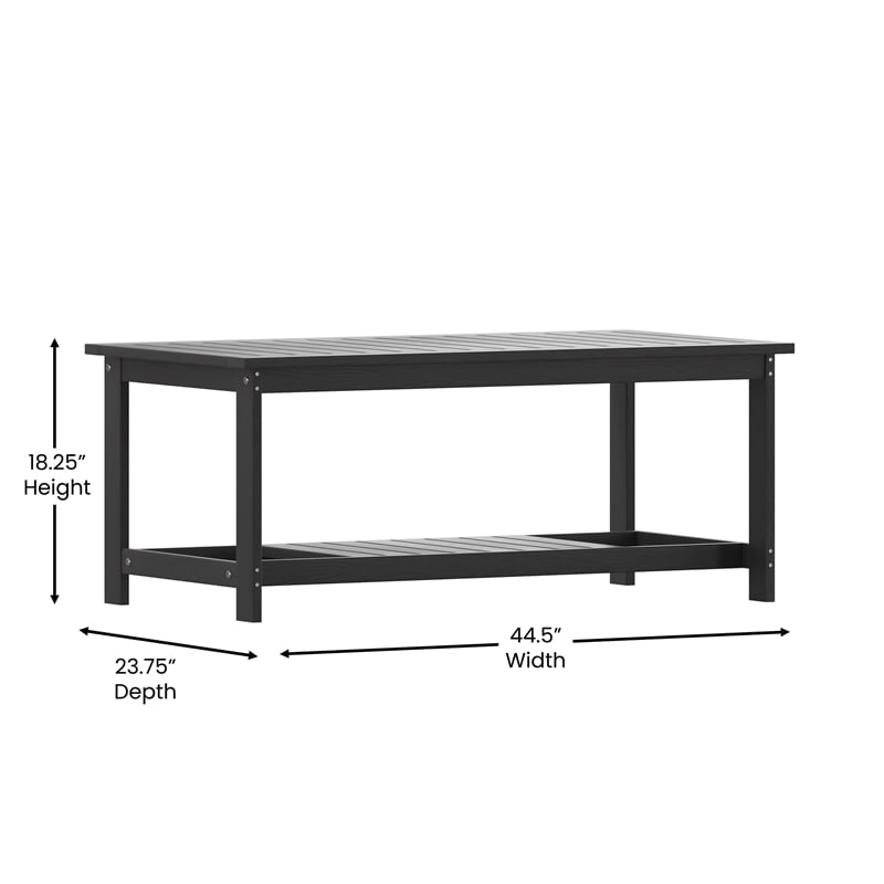Afuera Living Indoor/Outdoor Poly Resin 2-Tier Adirondack Coffee Table in Black