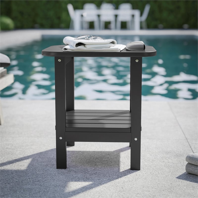 Afuera Living All-Weather Adirondack Patio Side Table in Black